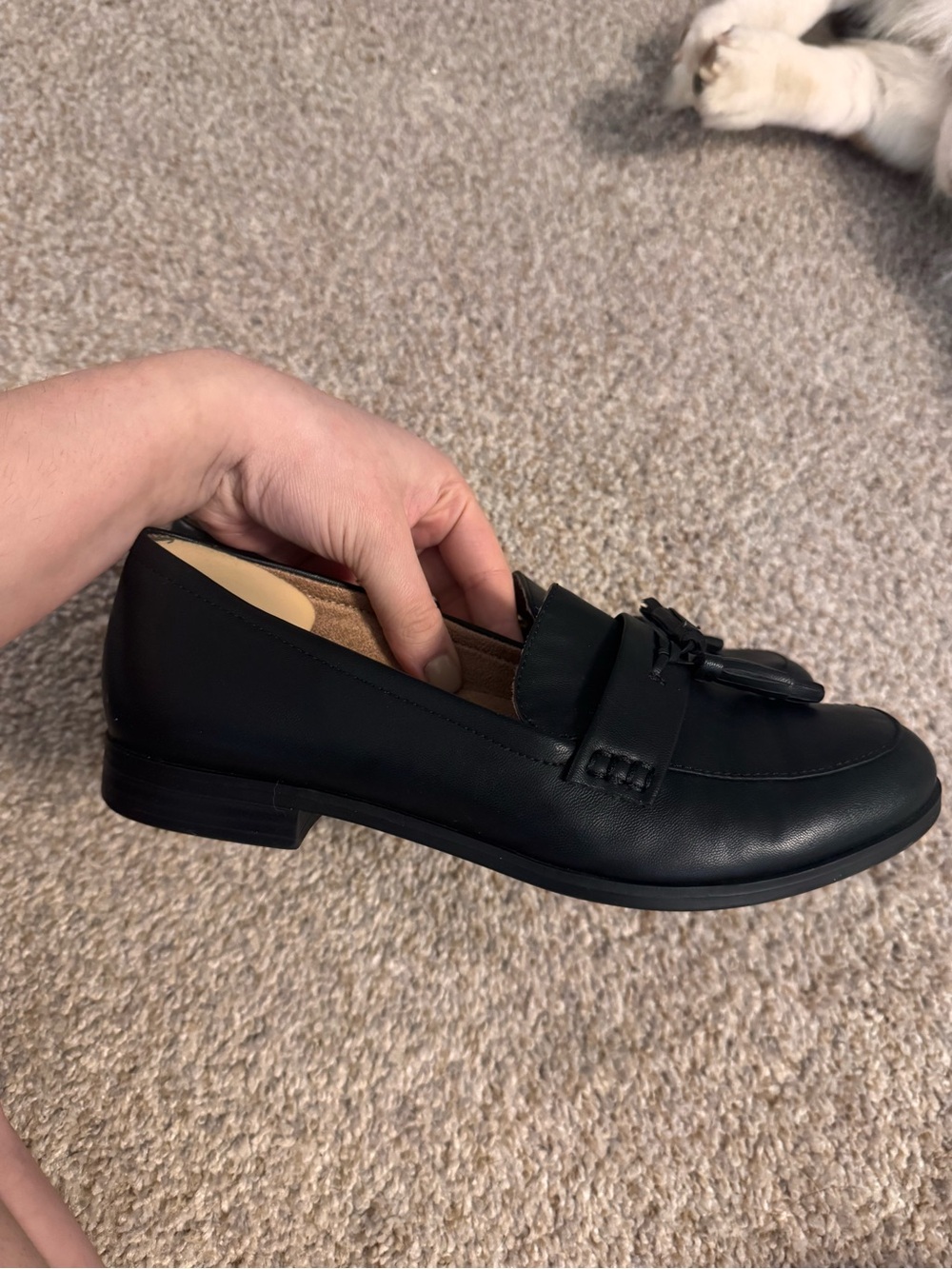 Stuart Weizmann Black Leather Tassel Loafers